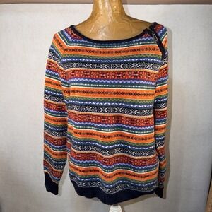 Tommy Hilfiger Sz L Womens Fair Isle Sweater Ski Snow